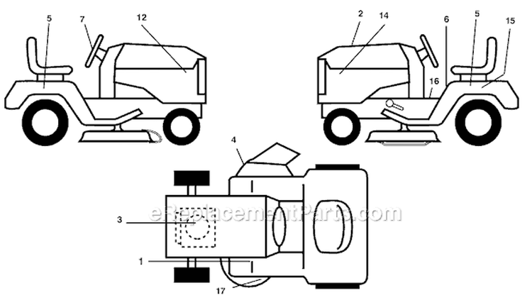 Tractor - Decals Diagram and Parts List for HD13538 96016000100 Weed Eater Lawn Tractor